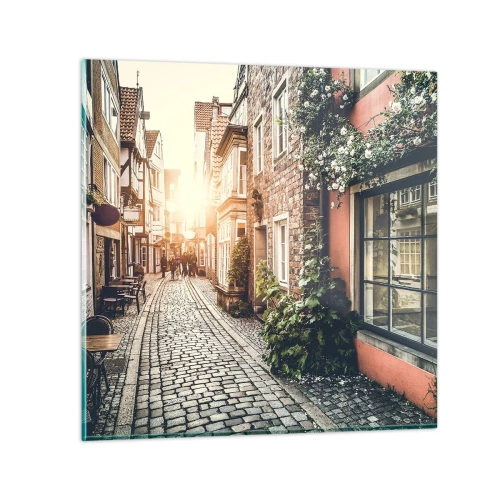 Quadro em vidro - Beco rosa em brilho rosa - 40x40 cm