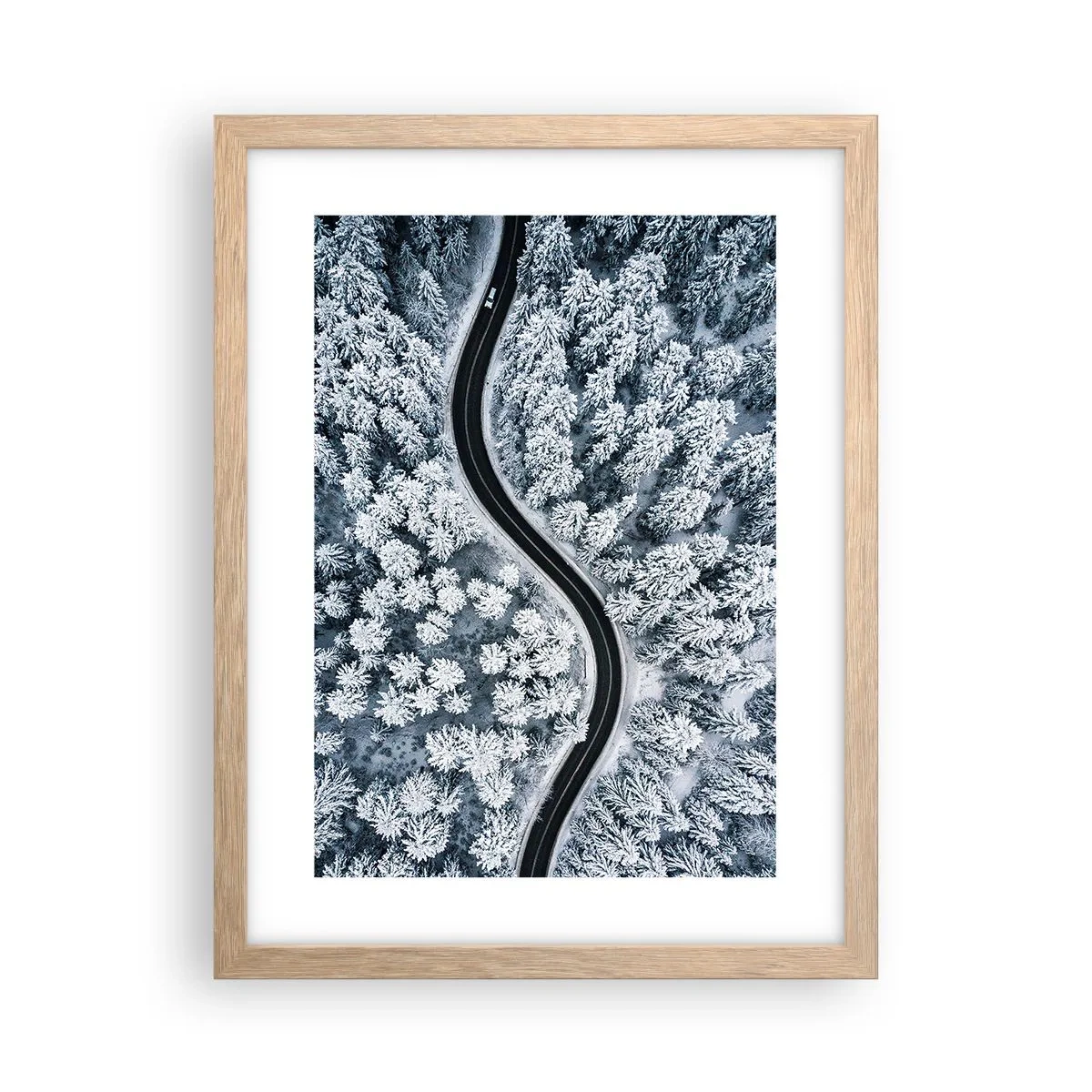 Pôster com moldura de carvalho claro - Pelaa floresta no inverno - 30x40 cm