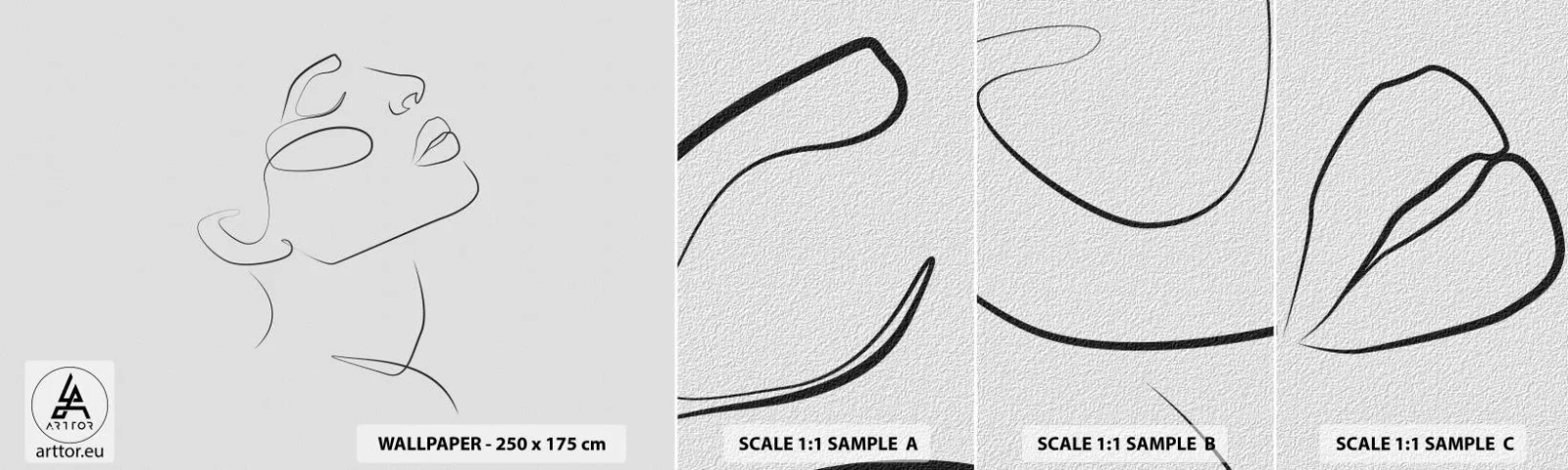Amostra de papel de parede autocolante Deluxe Sticker - Os meandros dos sonhos - Rosto de Mulher, Retrato de uma mulher, Gráficos - 100x30 cm