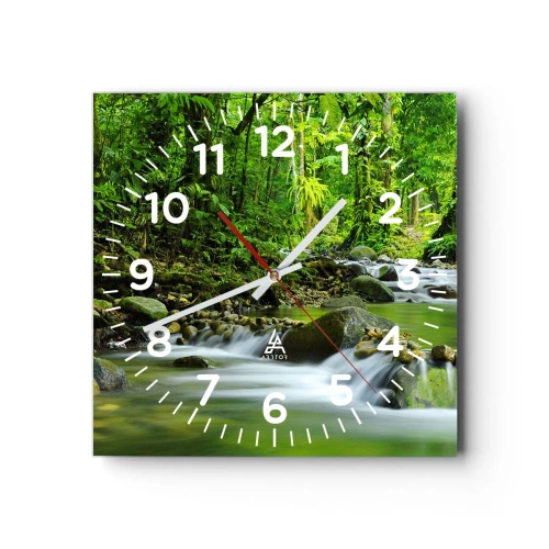 Relógio de parede - Relógio em vidro - Navegar no mar de vegetação - 40x40 cm