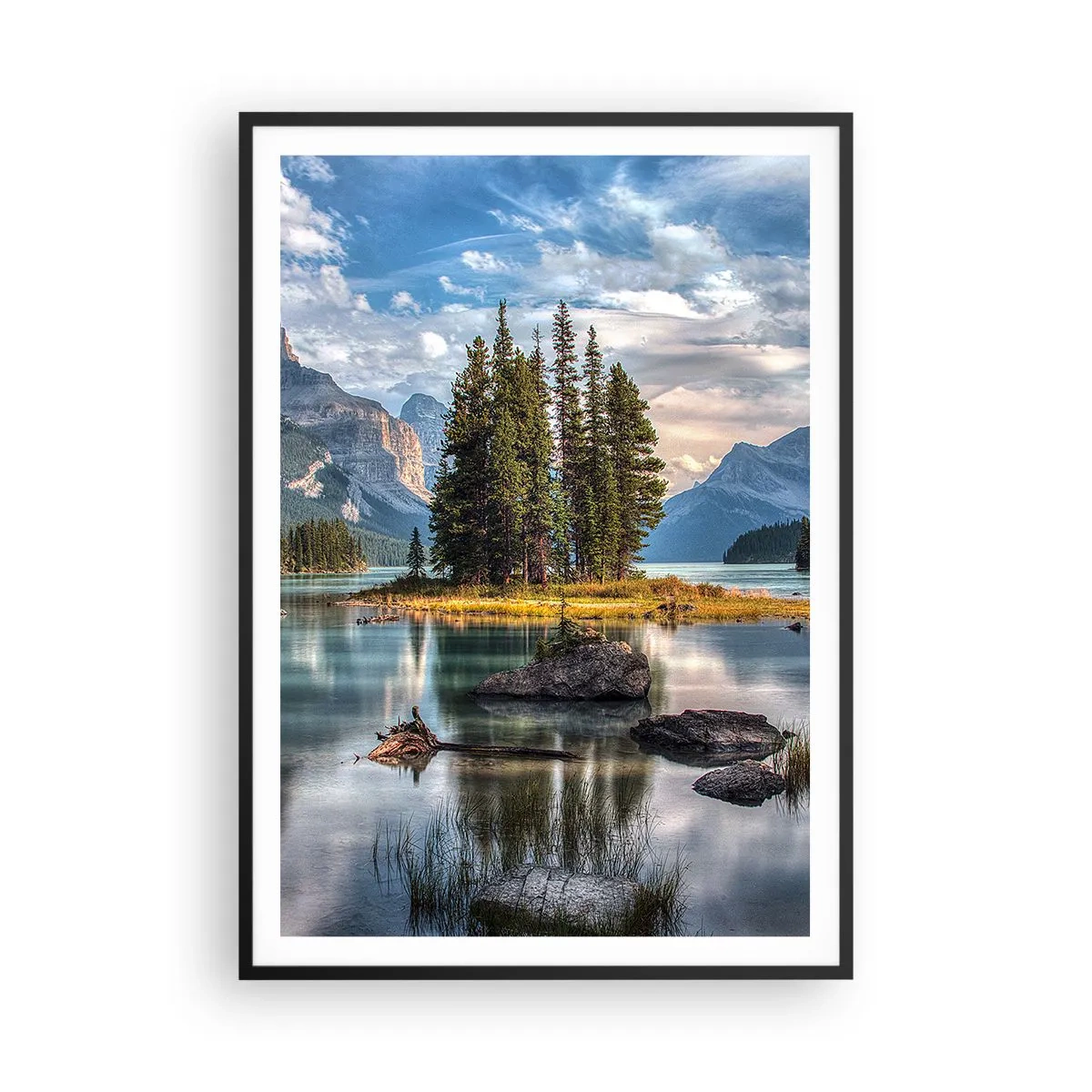 Pôster com moldura preta - Por águas grandes e límpidas… - 70x100 cm