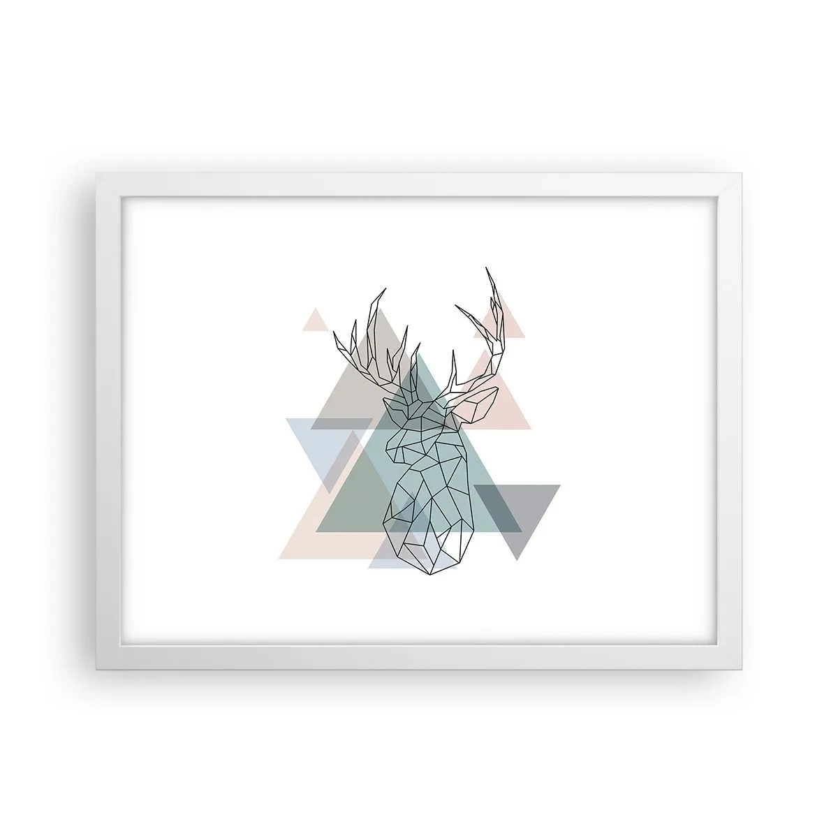 Pôster em moldura branca - Numa floresta geométrica - 40x30 cm