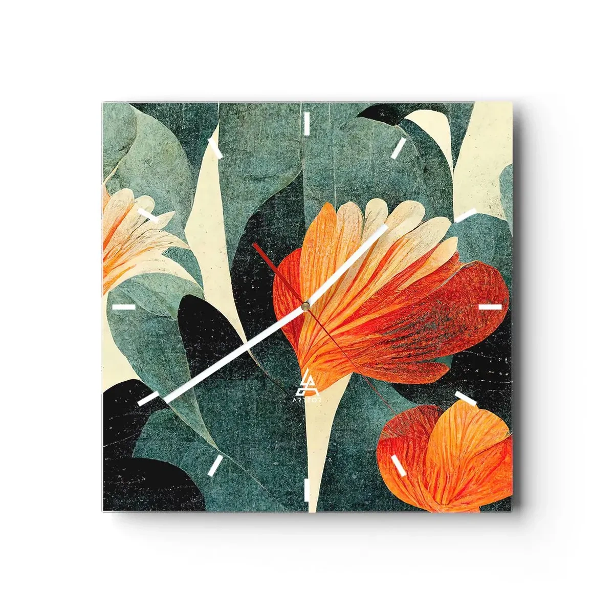 Relógio de parede - Relógio em vidro - O calor dos trópicos e o frescor da vegetação - 30x30 cm