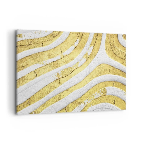 Quadro em tela - Composição a branco e ouro - 120x80 cm