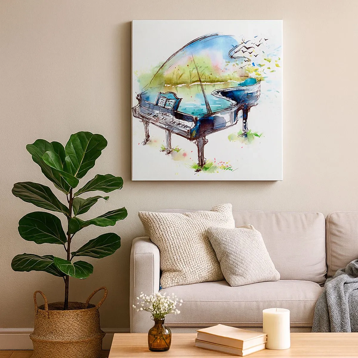 Quadro em tela - Encantado pela música - 30x30 cm