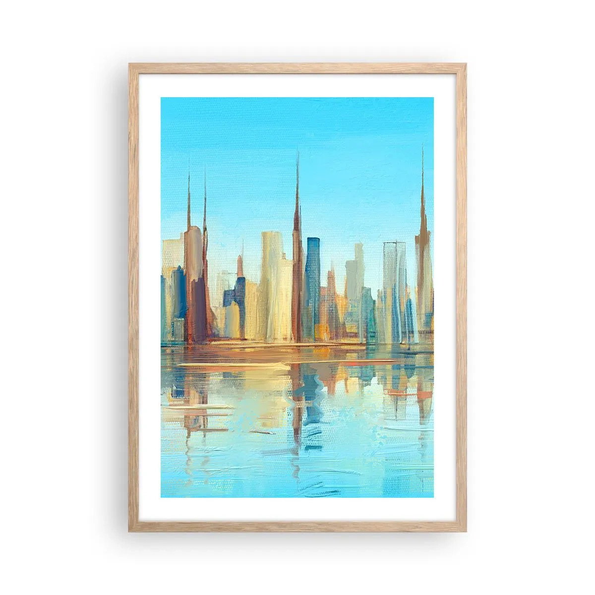 Pôster com moldura de carvalho claro - Uma metrópole ensolarada - 50x70 cm