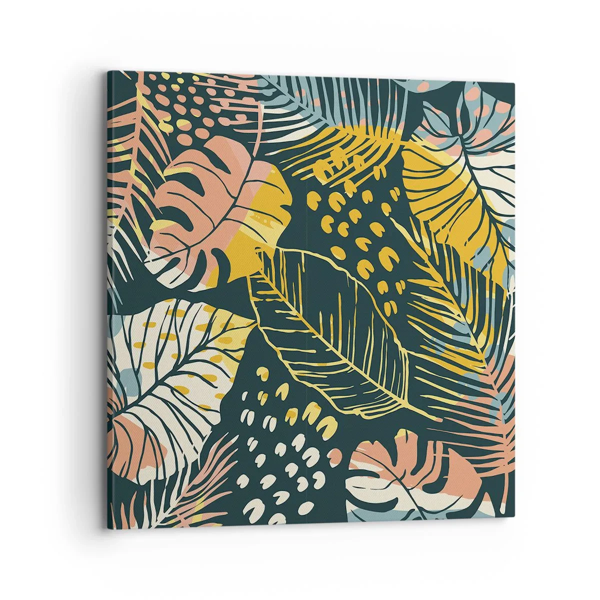 Quadro em tela - Fantasia de folhas - 70x70 cm