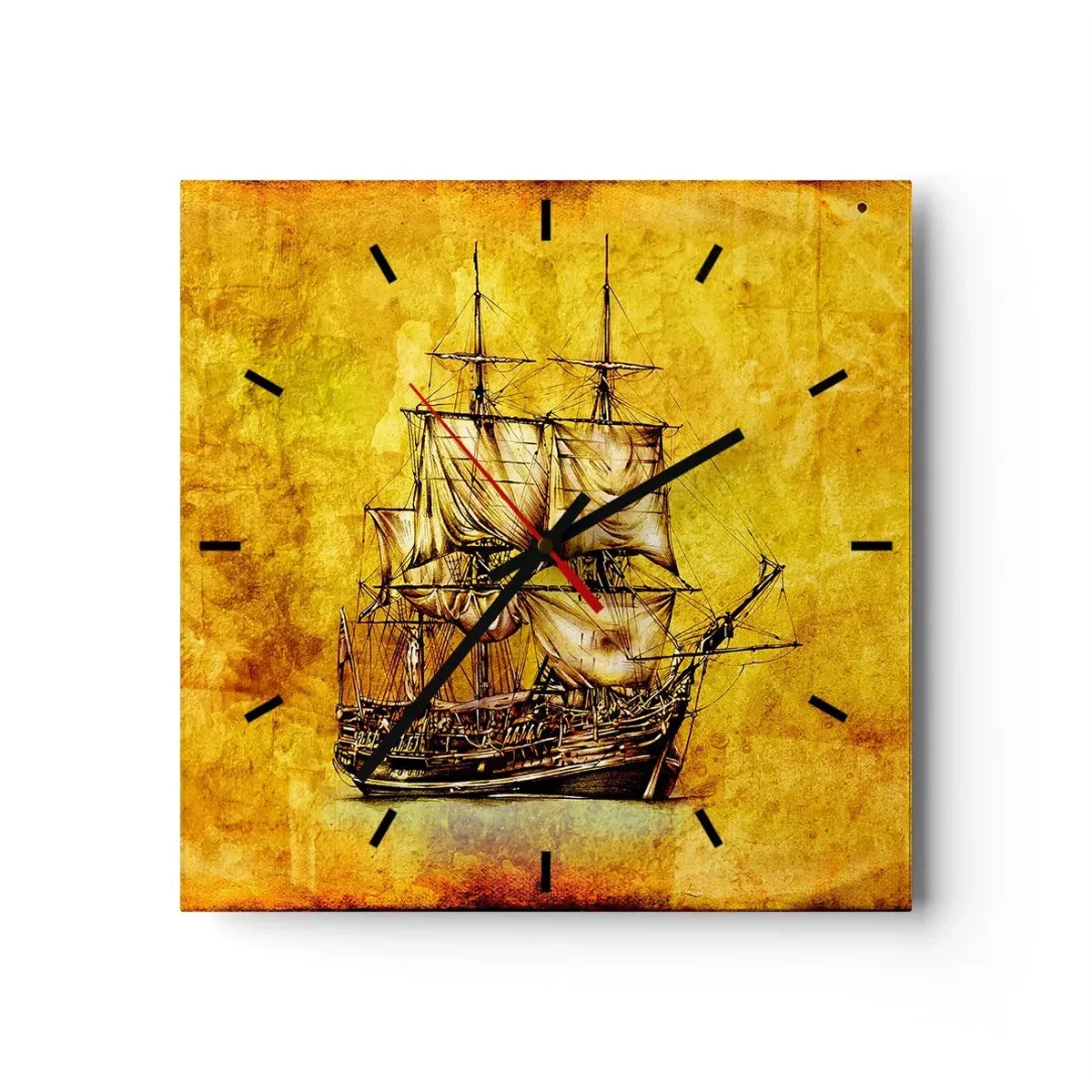 Relógio de parede - Relógio em vidro - Direção Tortuga! - 30x30 cm