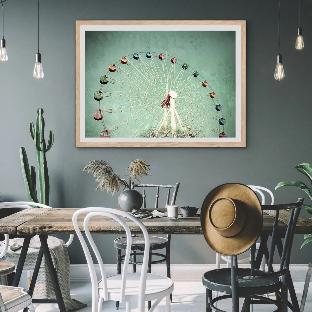 Pôster com moldura de carvalho claro - Diverte-te - 100x70 cm