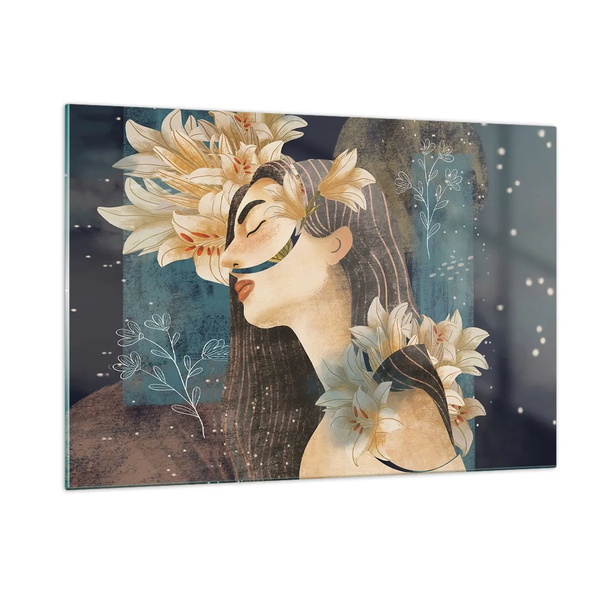 Quadro em vidro - O conto da princesa com lírios - 120x80 cm