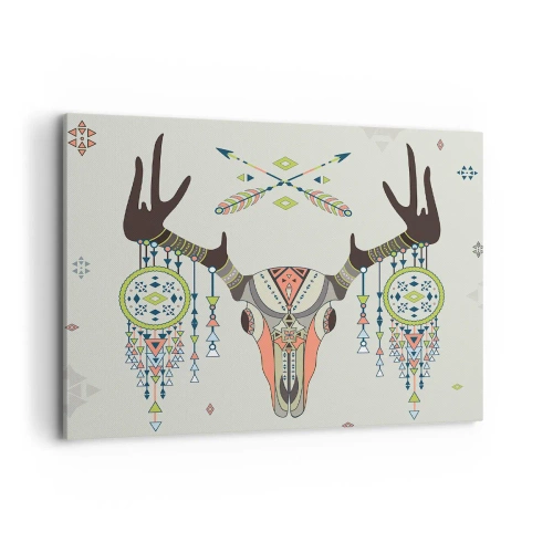 Quadro em tela - Troféu de caçador indiano - 100x70 cm