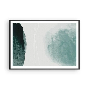 Pôster com moldura preta - Encontro com a neblina - 100x70 cm