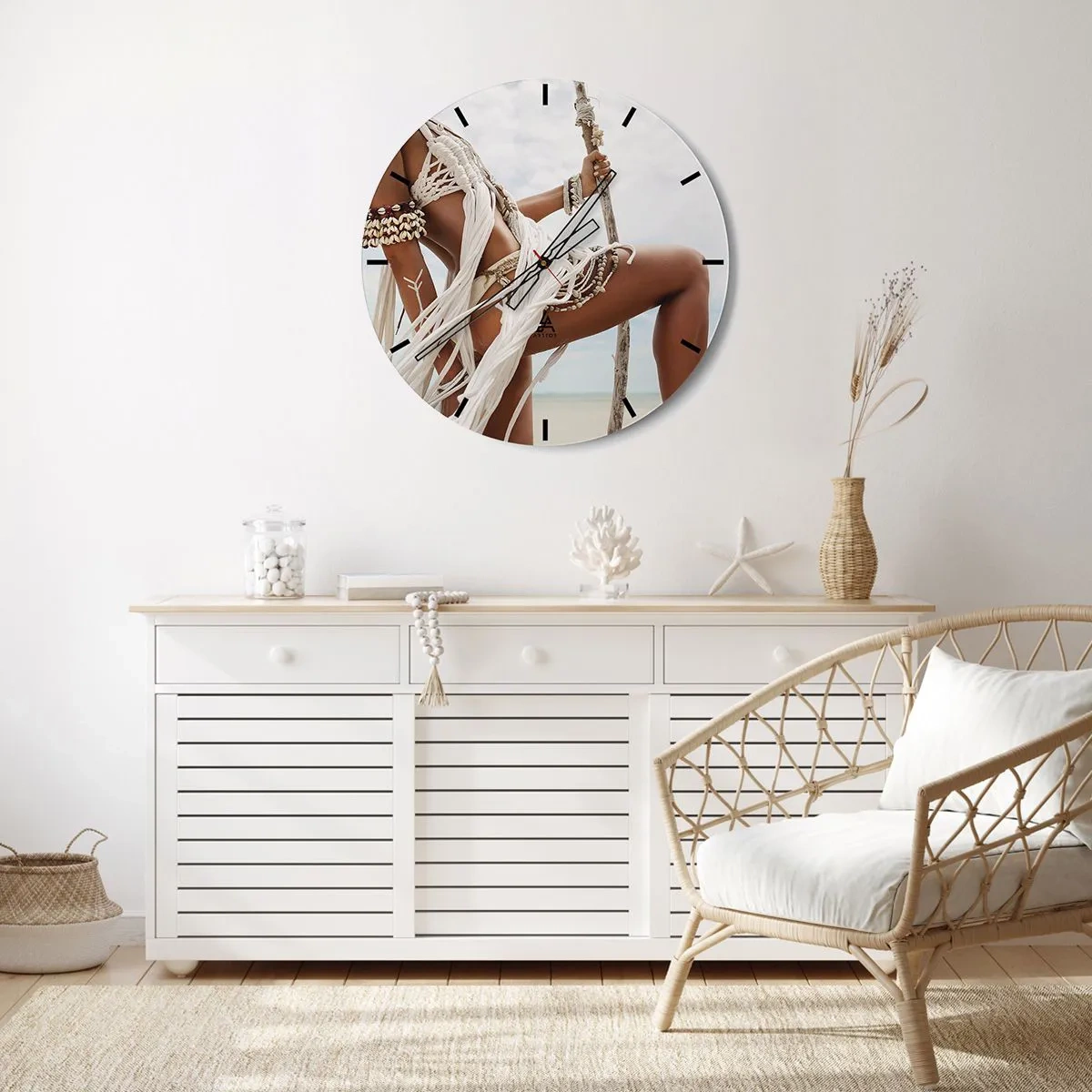 Relógio de parede - Relógio em vidro - Sacerdotisa do Sol - 40x40 cm