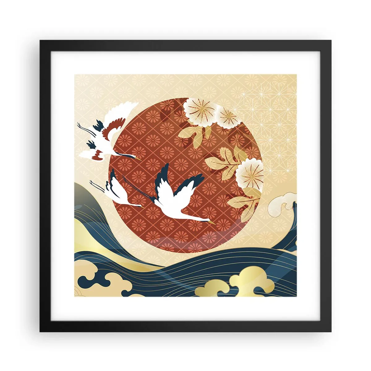 Pôster com moldura preta - Conto de fadas japonês - 40x40 cm
