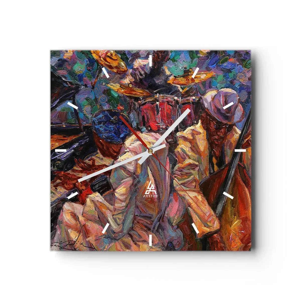 Relógio de parede - Relógio em vidro - Num só ritmo - 40x40 cm