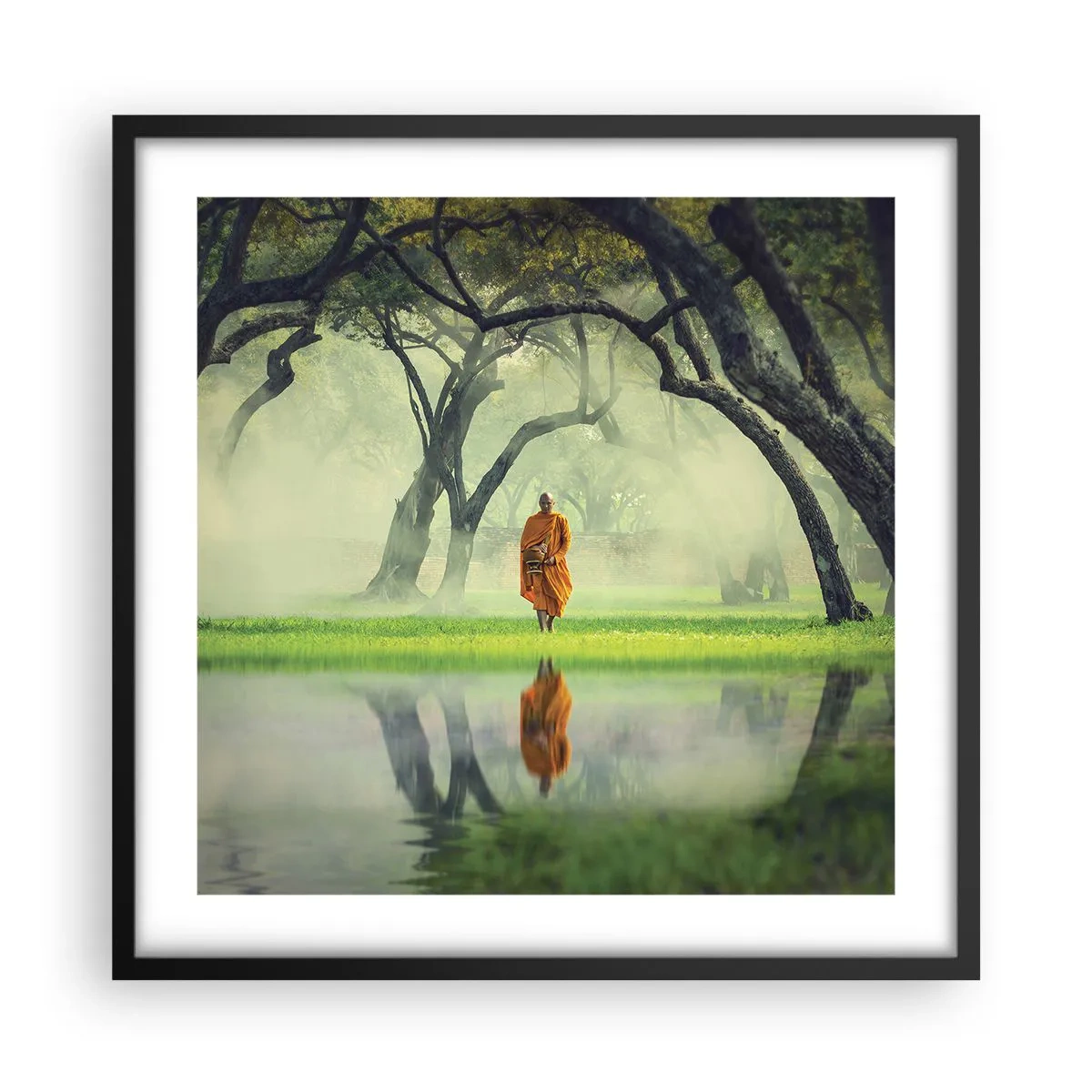 Pôster com moldura preta - A caminho da iluminação - 50x50 cm