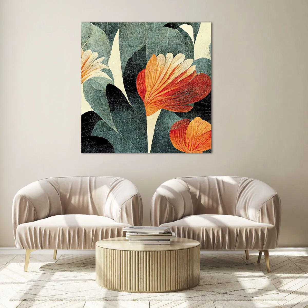 Quadro em vidro - O calor dos trópicos e o frescor da vegetação - 70x70 cm