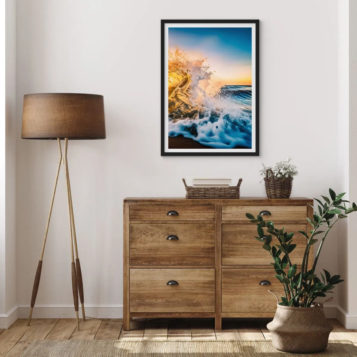 Pôster com moldura preta - Diversão na areia - 40x50 cm