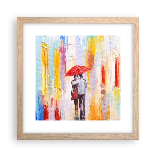 Pôster com moldura de carvalho claro - Que continue a chover - 30x30 cm