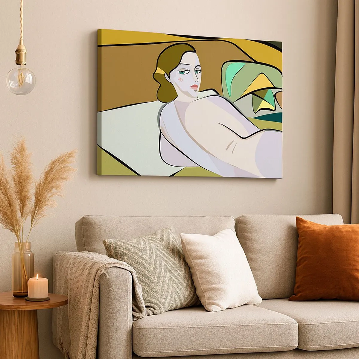 Quadro em tela - Figura abstrata em estilo moderno - 70x50cm - Retrato íntimo - Decoração de parede moderna para a sala de estar e quarto ARTTOR