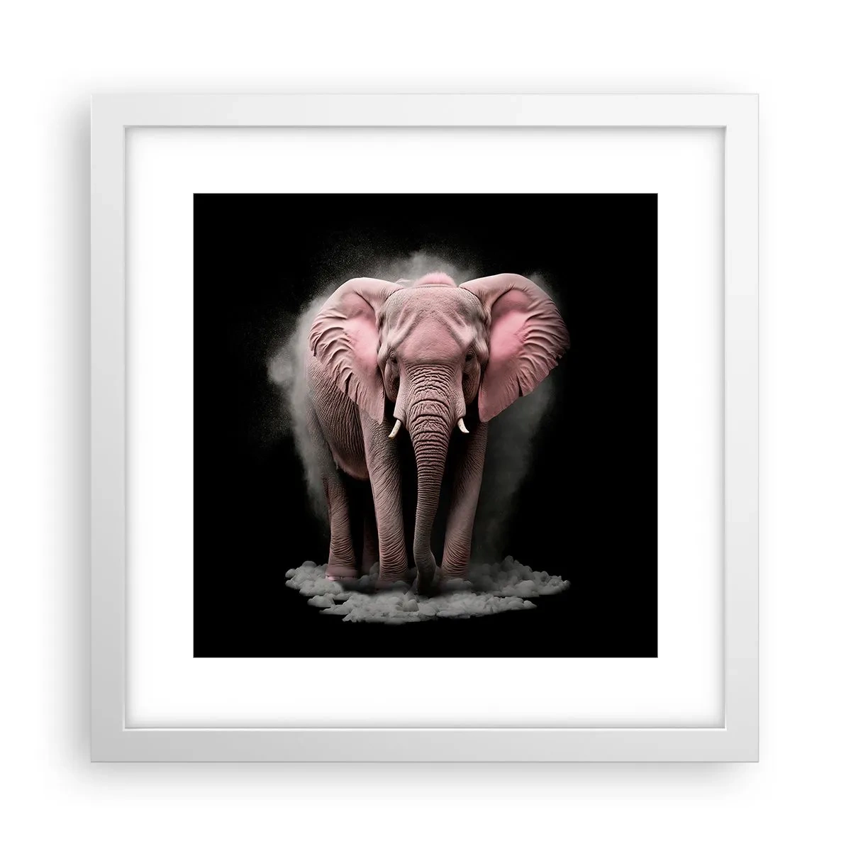 Pôster em moldura branca - Não pense em um elefante rosa! - 30x30 cm