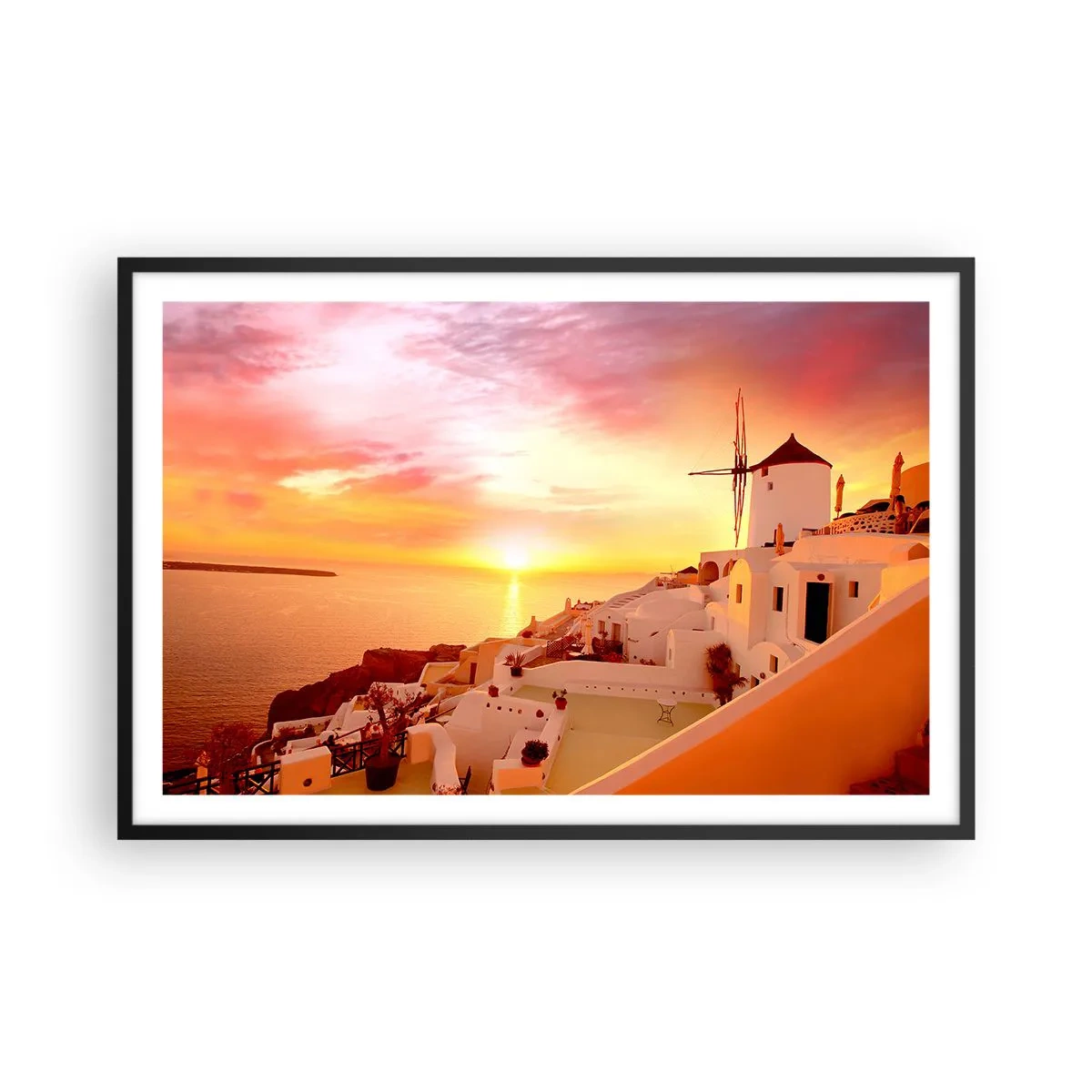 Pôster com moldura preta - Derreter em branco e ouro - 91x61 cm