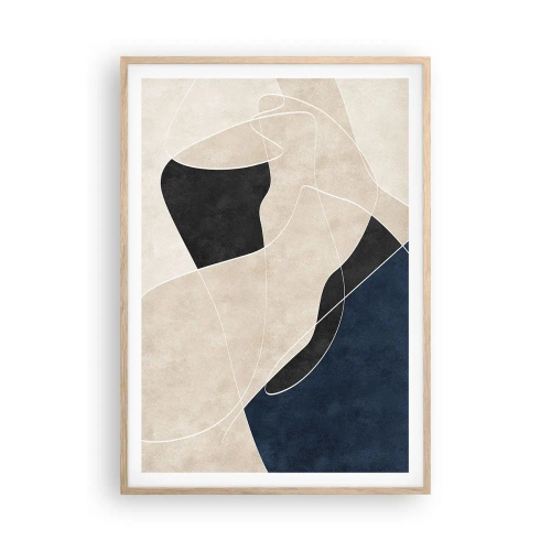 Pôster com moldura de carvalho claro - Composição abstrata – contraste de cores - 70x100 cm
