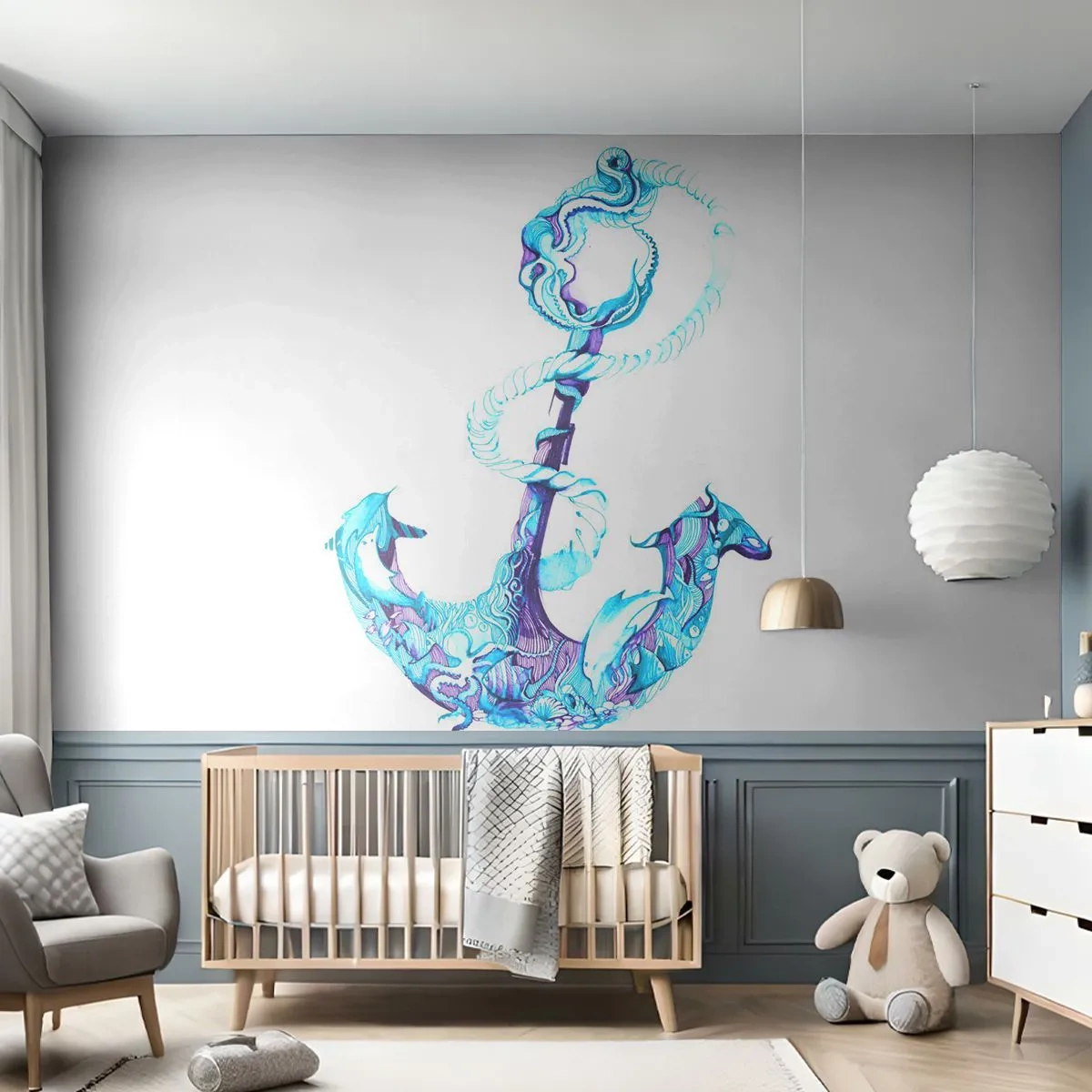 Papel de Parede Standard Eco - Guardião dos segredos do mar - Abstração, Âncora, Mar - 200x140 cm