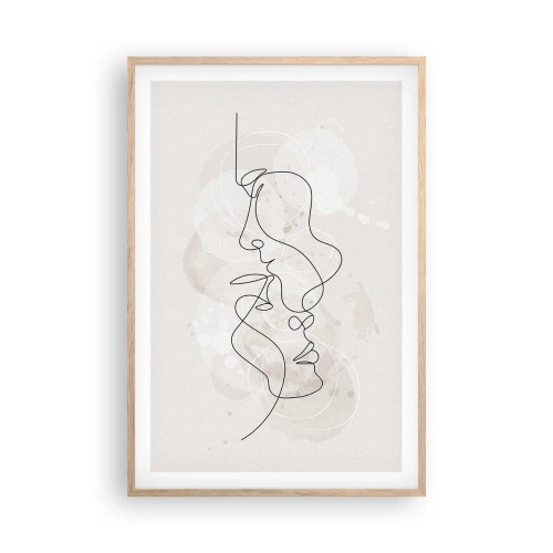 Pôster com moldura de carvalho claro - Emaranhados num abraço - 61x91 cm