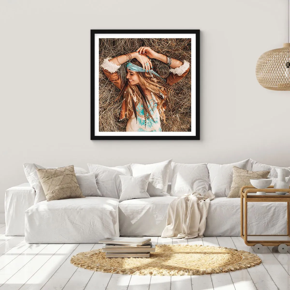 Pôster com moldura preta - A caminho do verão do amor - 50x50 cm