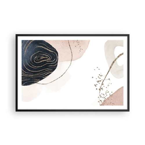 Pôster com moldura preta - Tudo flui - 91x61 cm