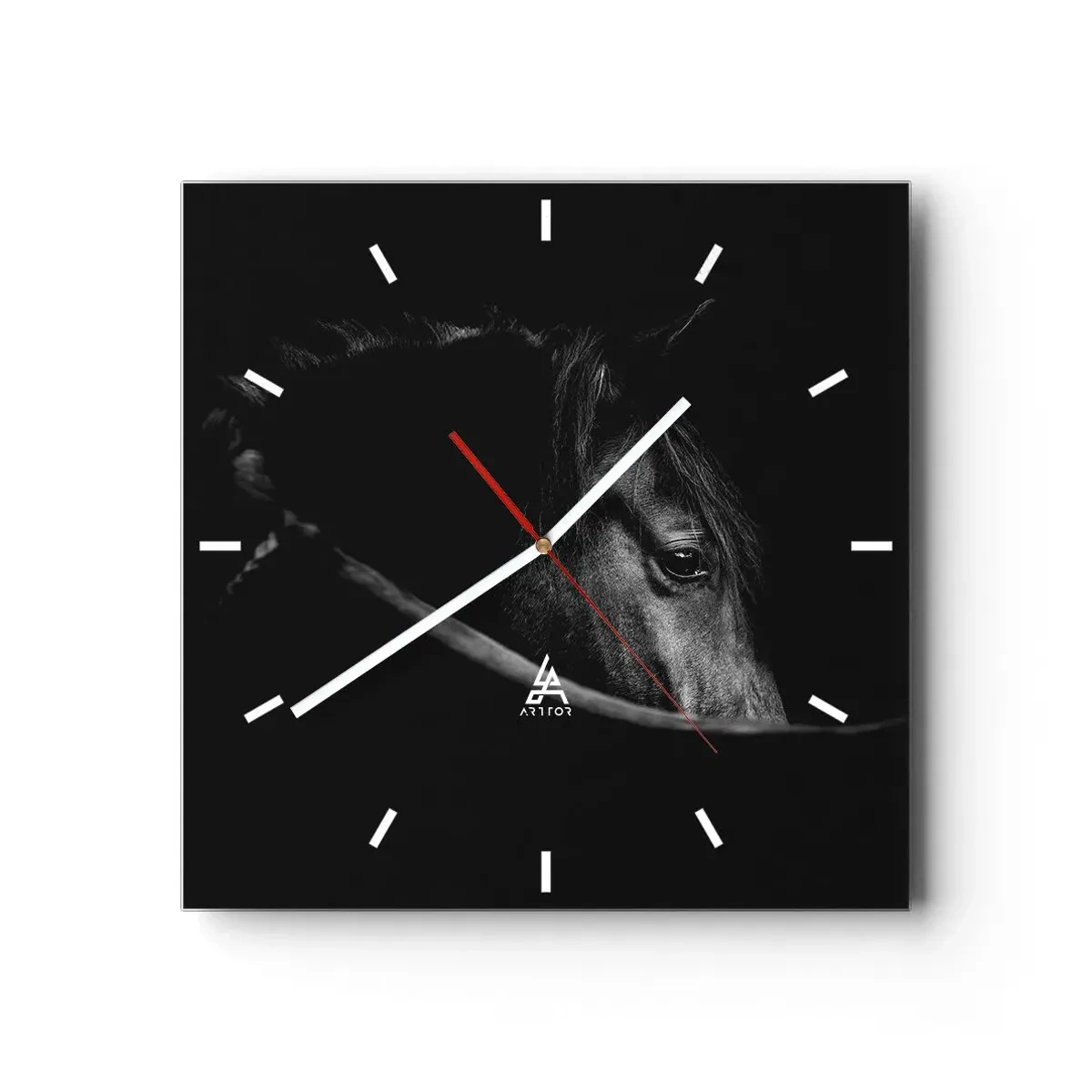 Relógio de parede - Relógio em vidro - Príncipe Negro - 30x30 cm