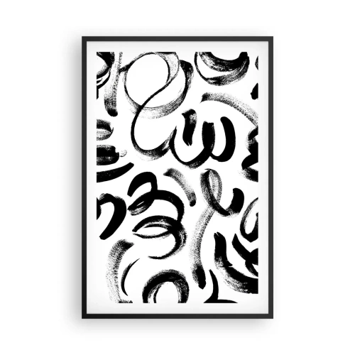 Pôster com moldura preta - Preto sobre branco - 61x91 cm