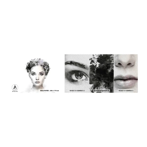 Amostra de papel de parede Premium Sand - Um retrato extremamente elegante - Rosto de Mulher, Mulher, Abstração - 100x30 cm