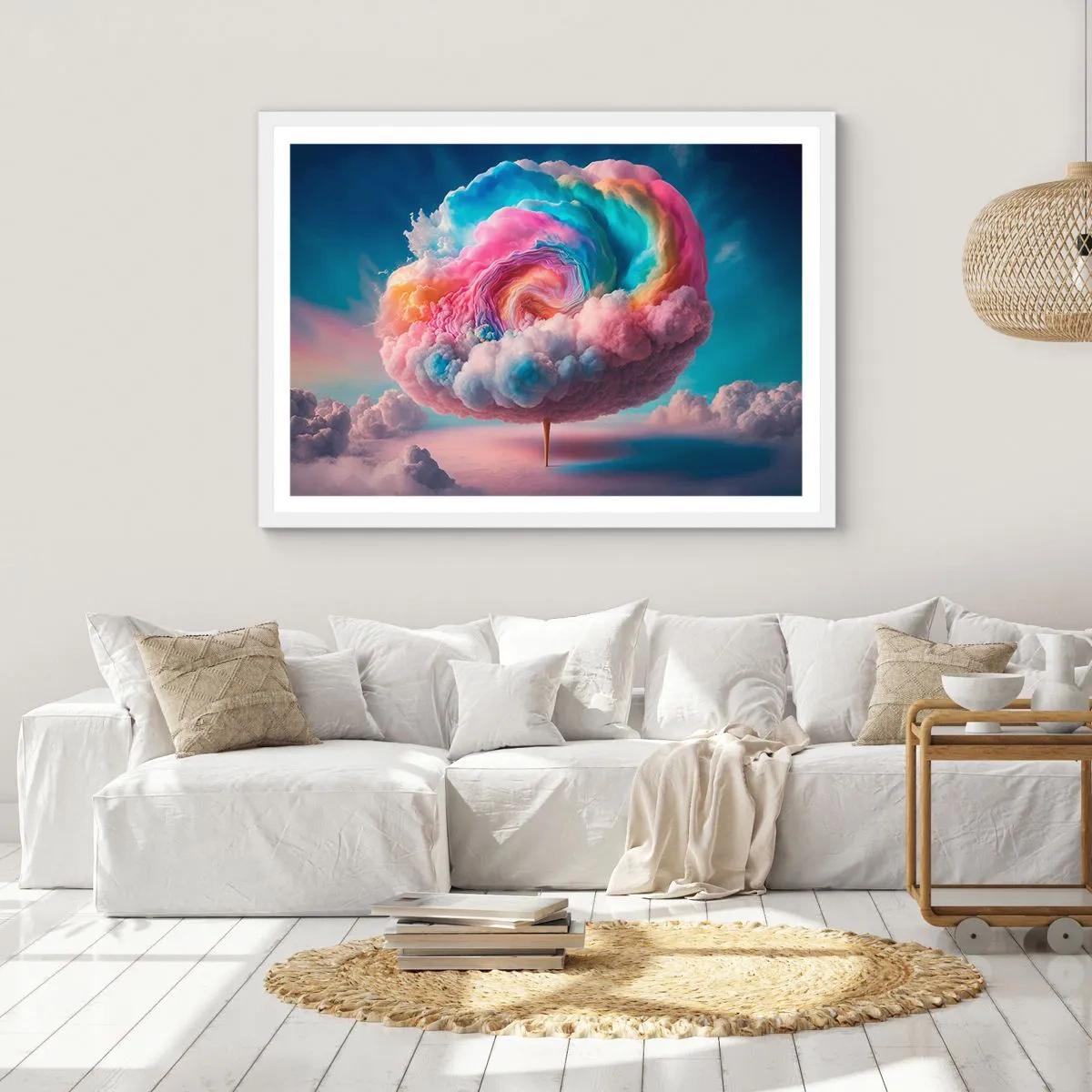 Pôster em moldura branca - O sonho de um parque de diversões - 70x50 cm