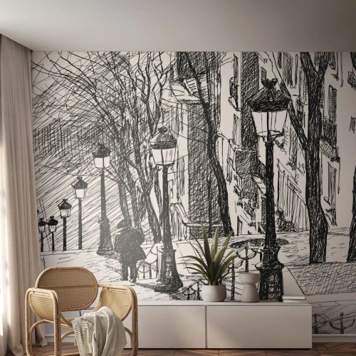 Papel de Parede Premium Canvas - Uma história de amor ou uma história de terror? - Montmartre, Arquitetura, Paris - 300x210 cm