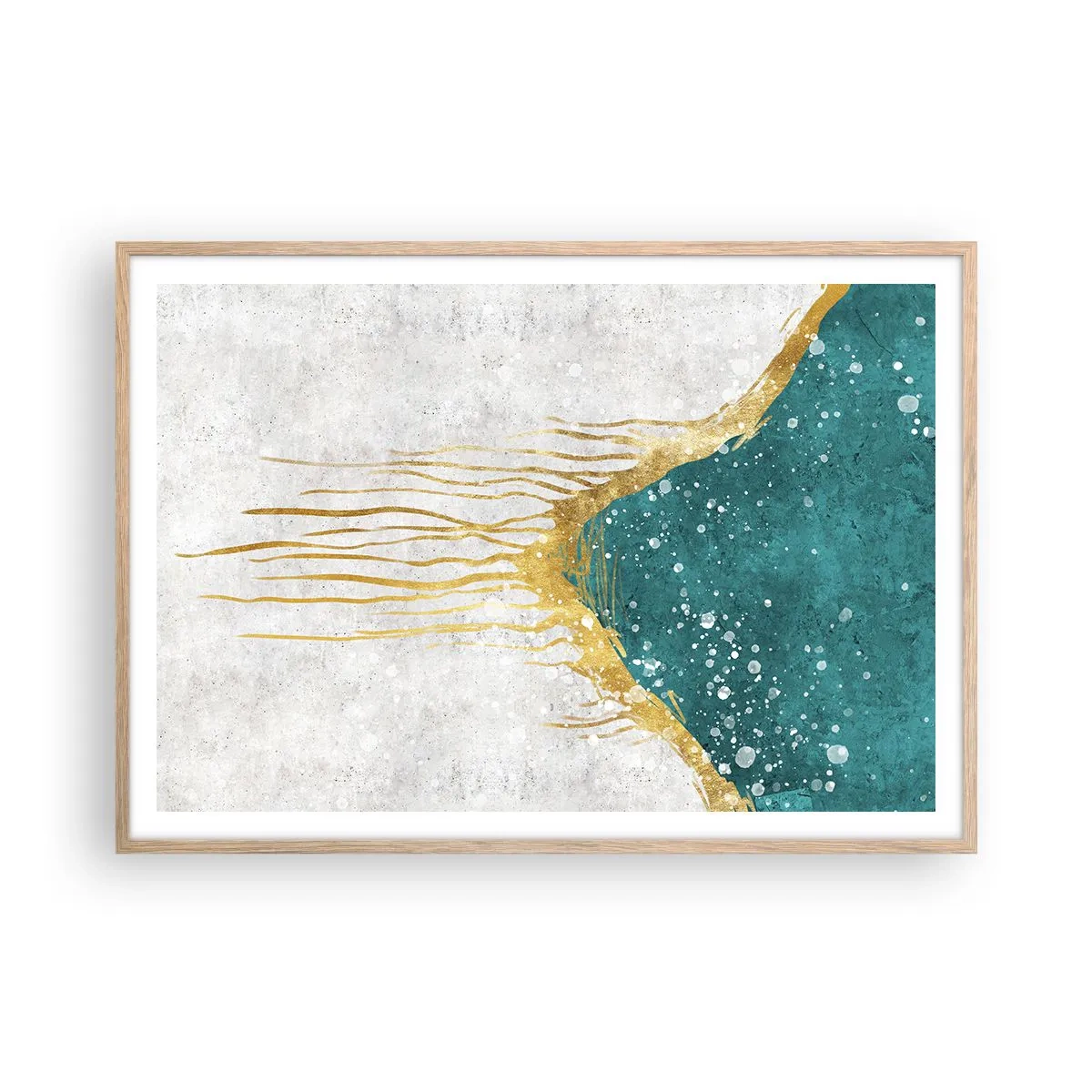 Pôster com moldura de carvalho claro - Maré Dourada - 100x70 cm