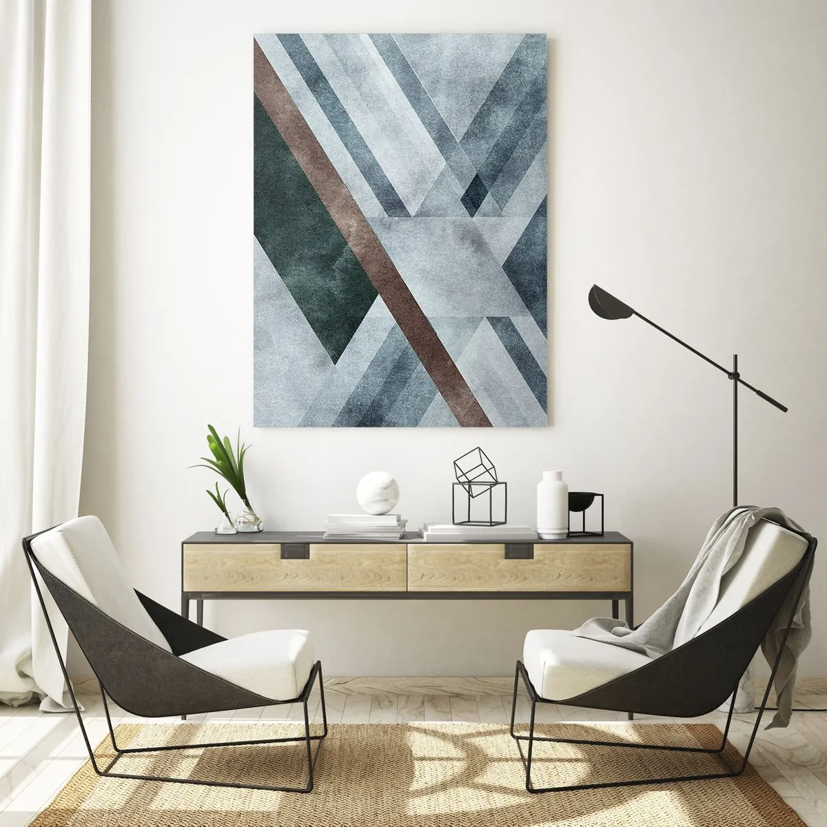 Quadro em vidro - Elegância sofisticada da geometria - 80x120 cm