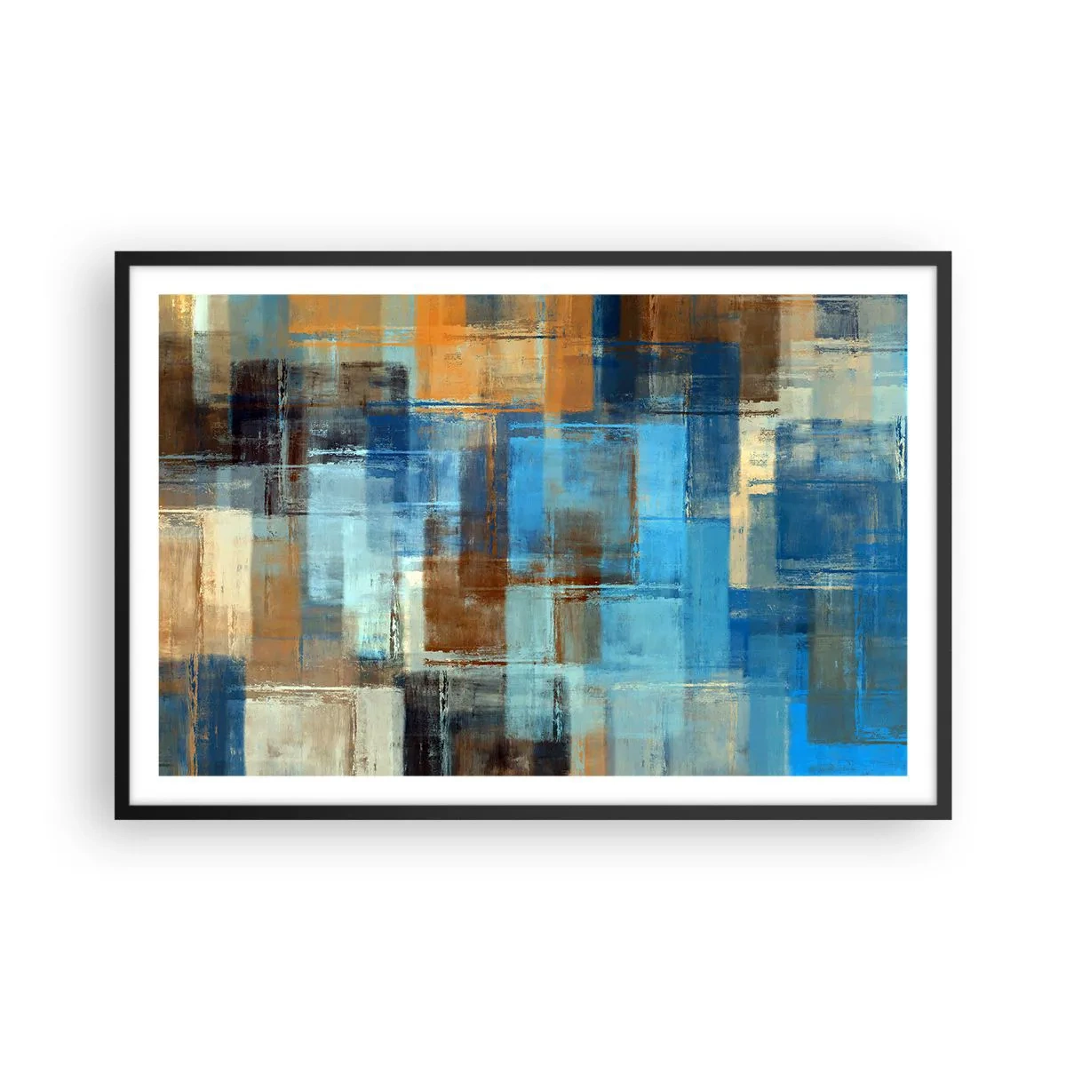Pôster com moldura preta - Através da cortina azul - 91x61 cm