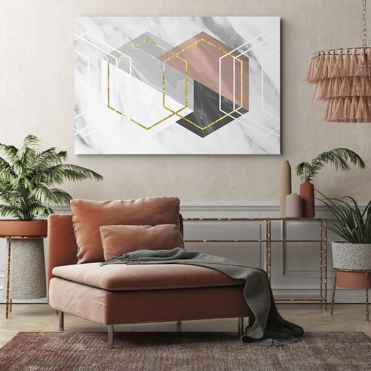 Quadro em tela - Composição em cadeia - 120x80 cm