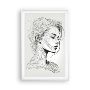 Pôster em moldura branca - Retrato em pensamento - 61x91 cm