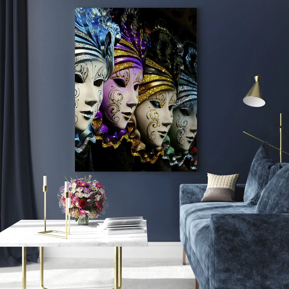 Quadro em vidro - Mistério em ouro e prata - 50x70 cm