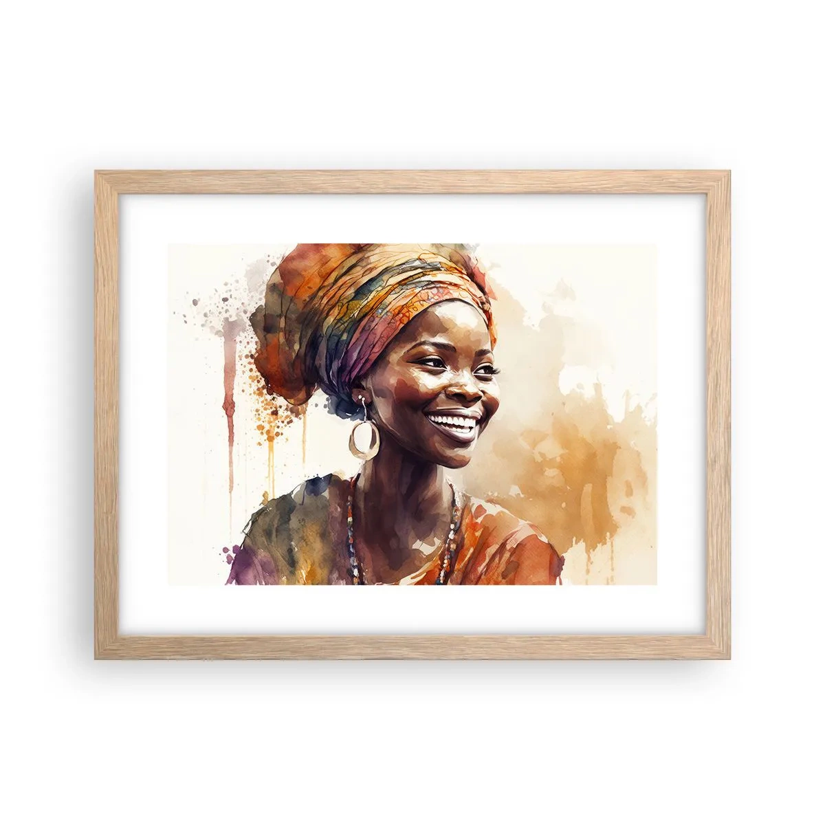 Pôster com moldura de carvalho claro - Rainha africana - 40x30 cm