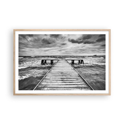 Pôster com moldura de carvalho claro - Estou à espera do vento, que vai dispersar... - 91x61 cm