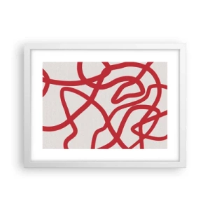 Pôster em moldura branca - Vermelho em branco - 40x30 cm