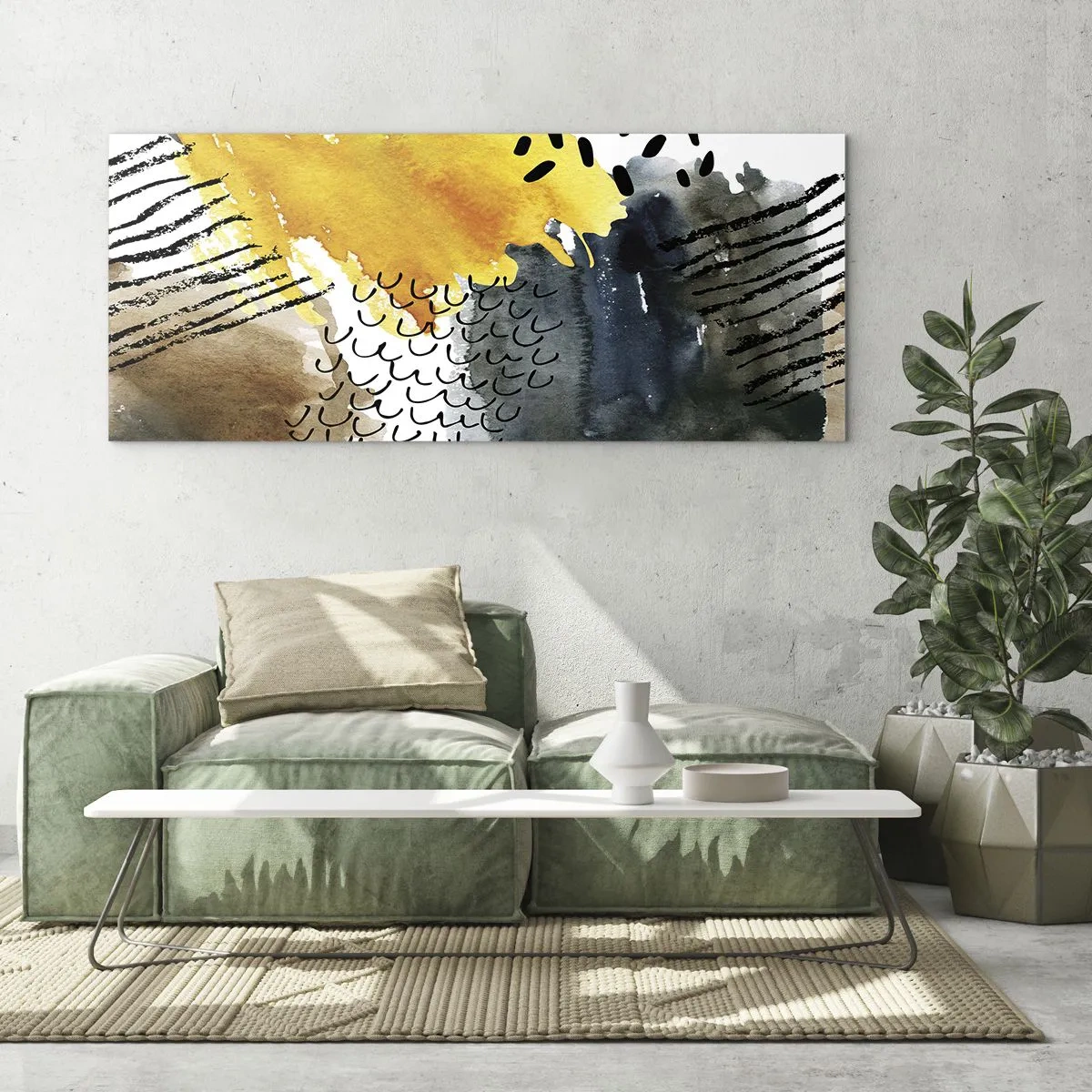 Quadro em vidro - Reunião dos elementos da natureza - 120x50 cm