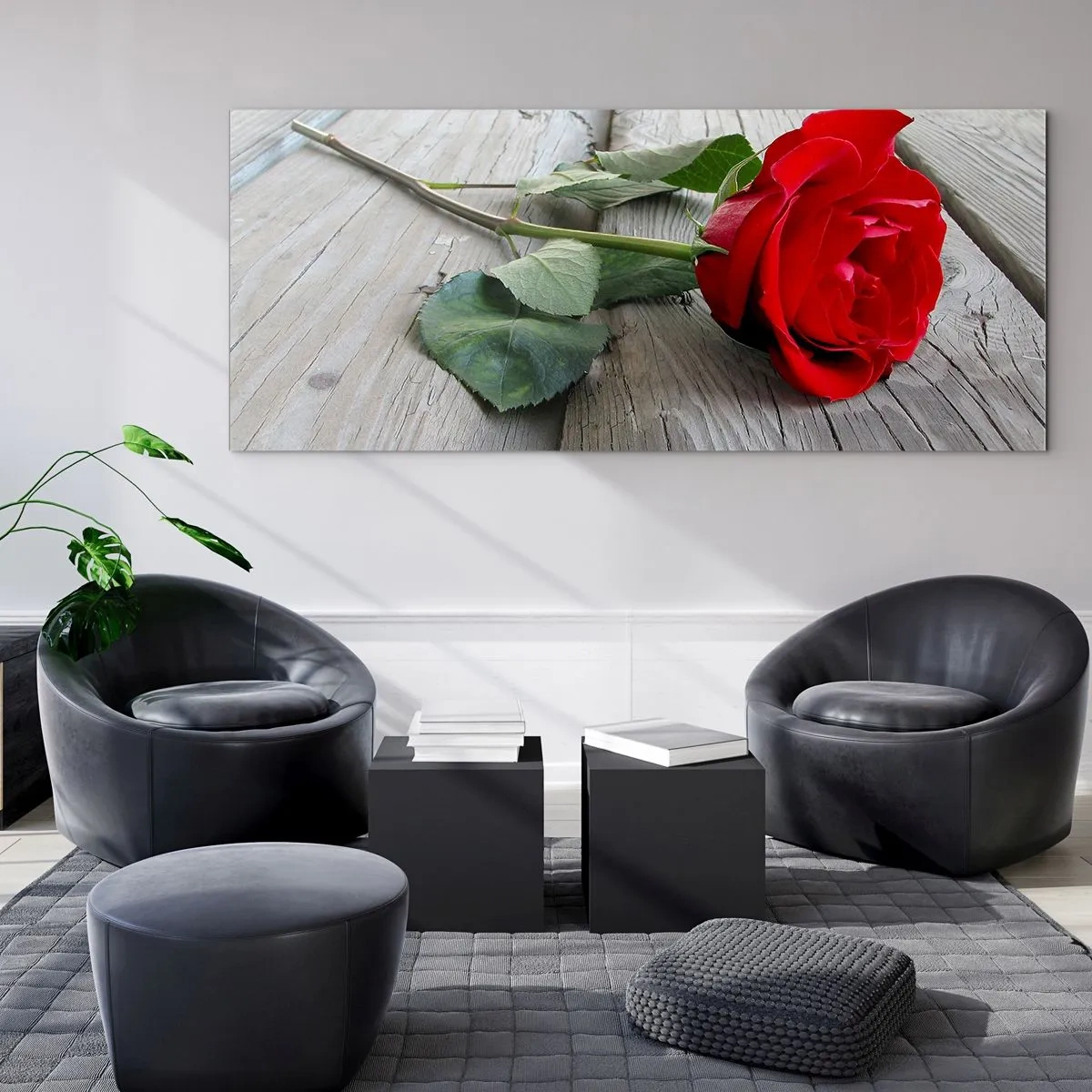 Quadro em vidro - Um estudo em vermelho - 90x30 cm