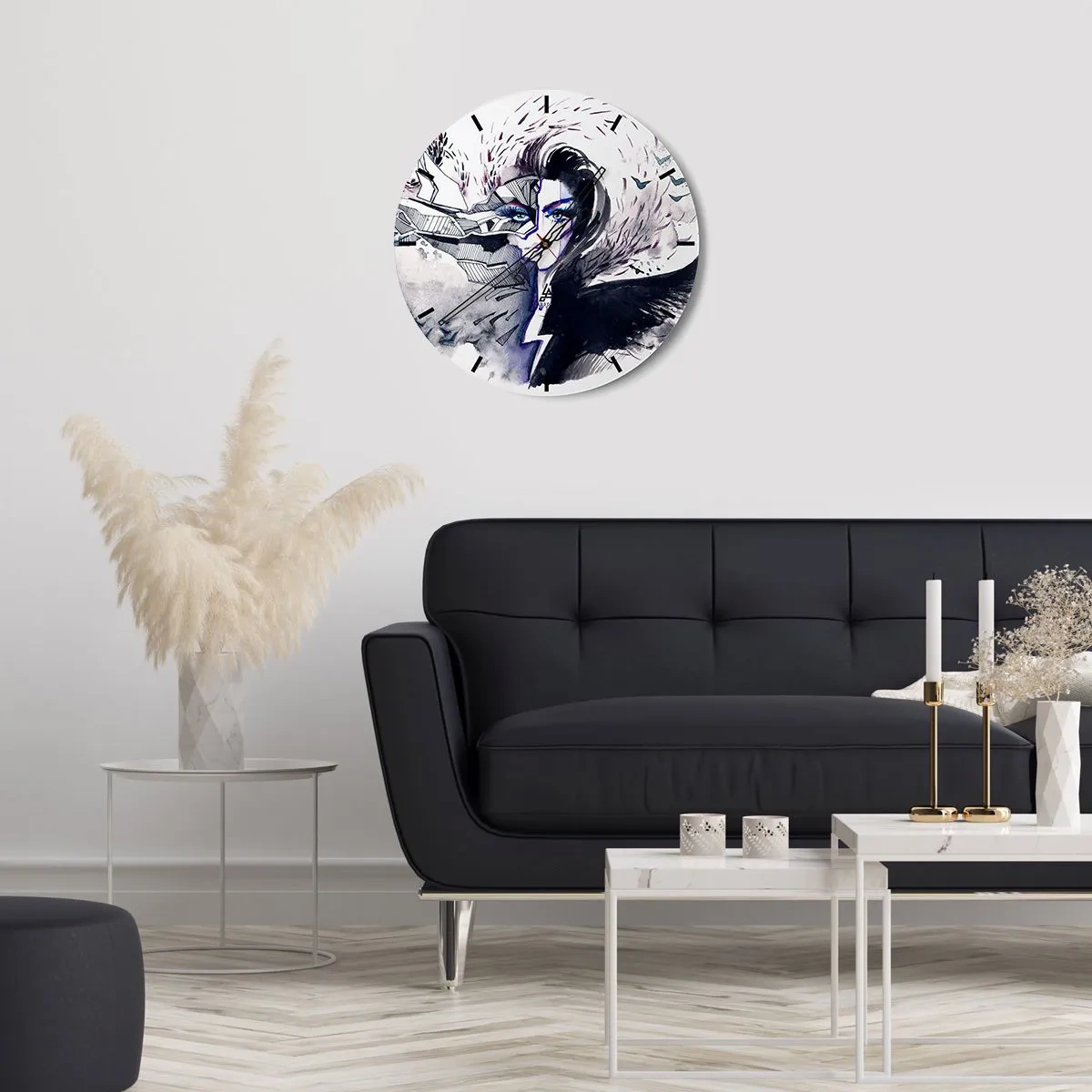 Relógio de parede - Relógio em vidro - Demoníaca e linda - 30x30 cm