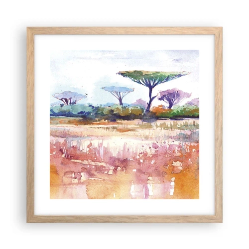Pôster com moldura de carvalho claro - Cores da savana - 40x40 cm