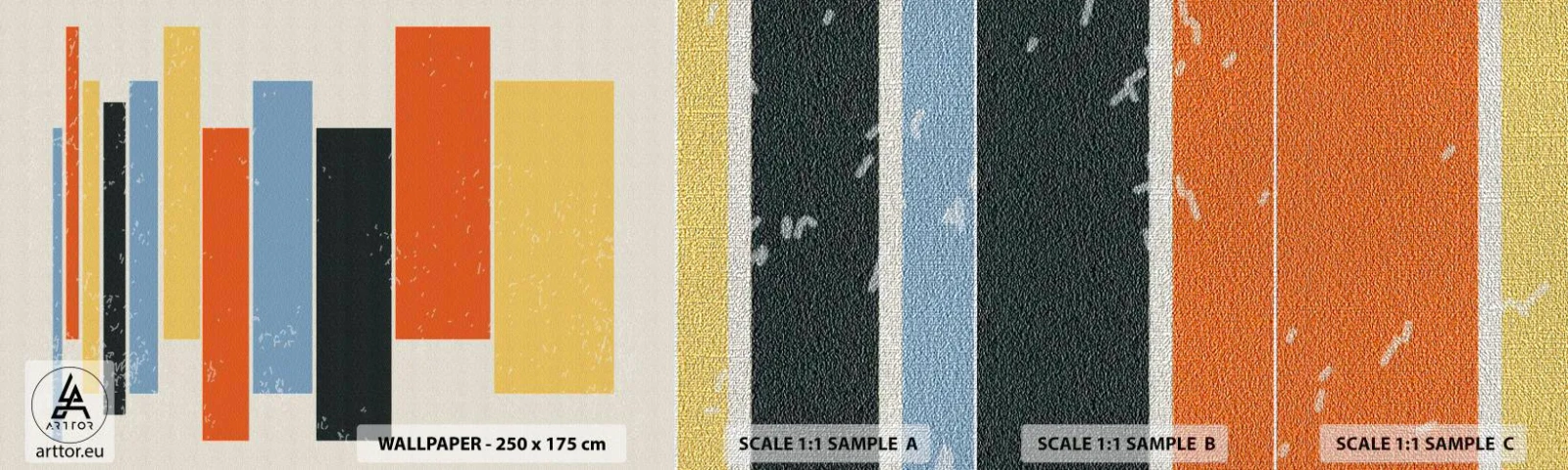 Amostra de papel de parede Premium Canvas - Notação musical - Minimalismo, Retângulos, Formas - 100x30 cm